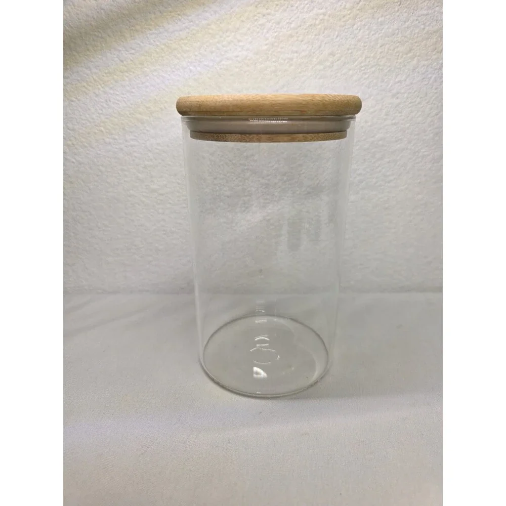 Glass Storage Jar with Bamboo Lid Airtight Kitchen Food Container Organizer 6